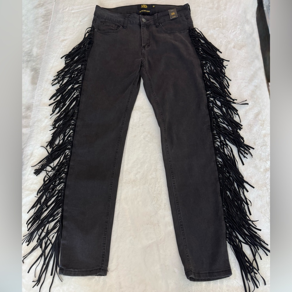 Lucky & Blessed Black Fringe Skinny Jeans - Picture 2 of 12
